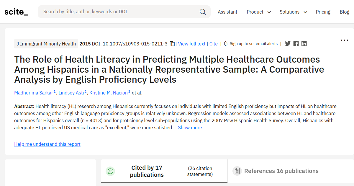 The Role of Health Literacy in Predicting Multiple Healthcare Outcomes ...