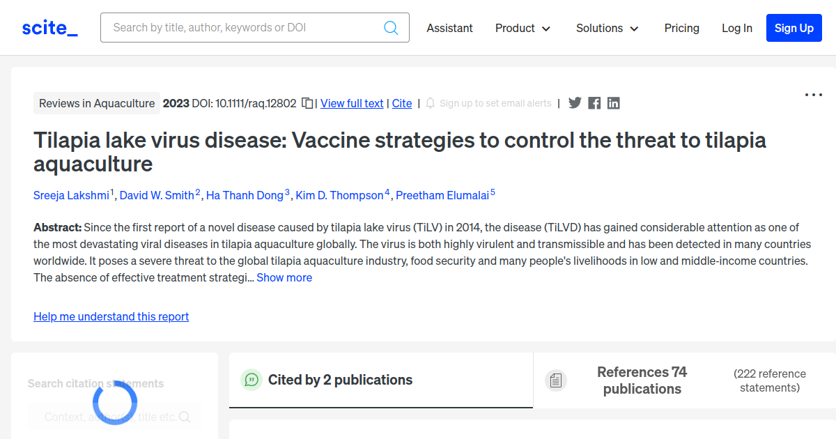 Tilapia lake virus disease: Vaccine strategies to control the threat to ...