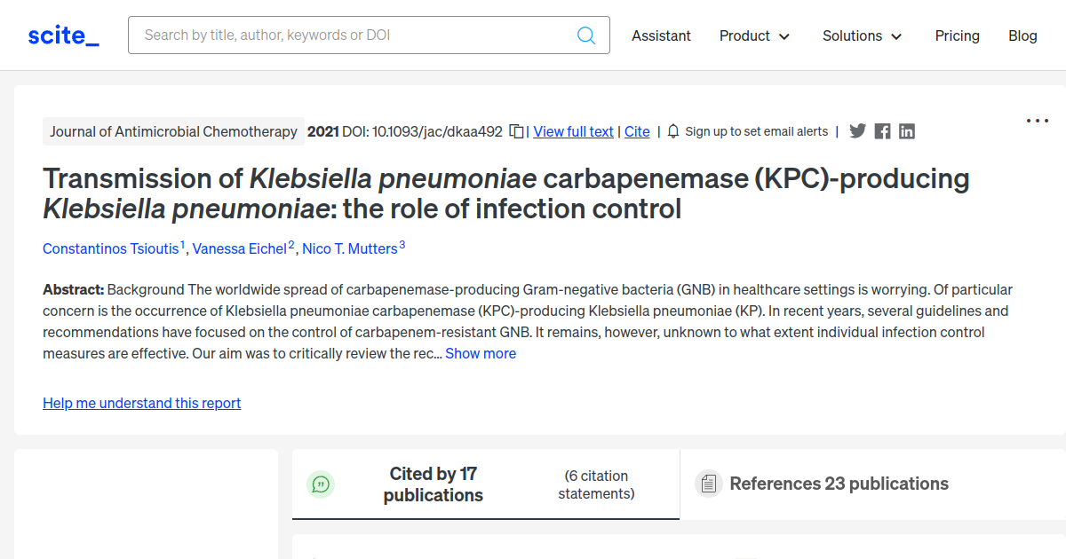 Transmission of Klebsiella pneumoniae carbapenemase (KPC)-producing ...