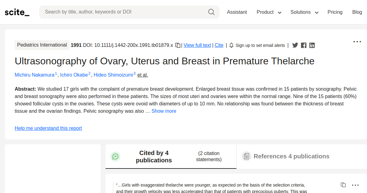 Ultrasonography of Ovary, Uterus and Breast in Premature Thelarche ...