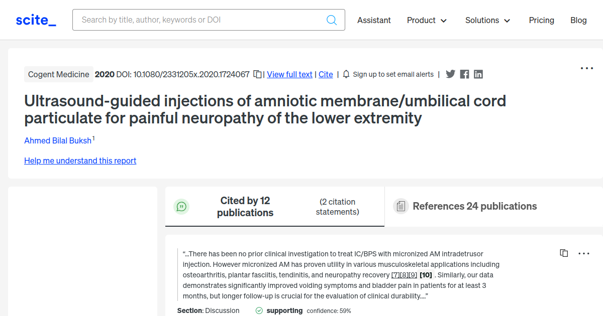 Ultrasound-guided injections of amniotic membrane/umbilical cord ...