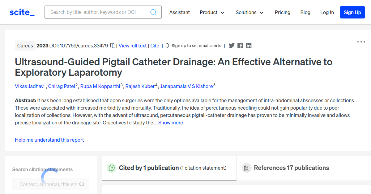 Ultrasound-Guided Pigtail Catheter Drainage: An Effective Alternative ...