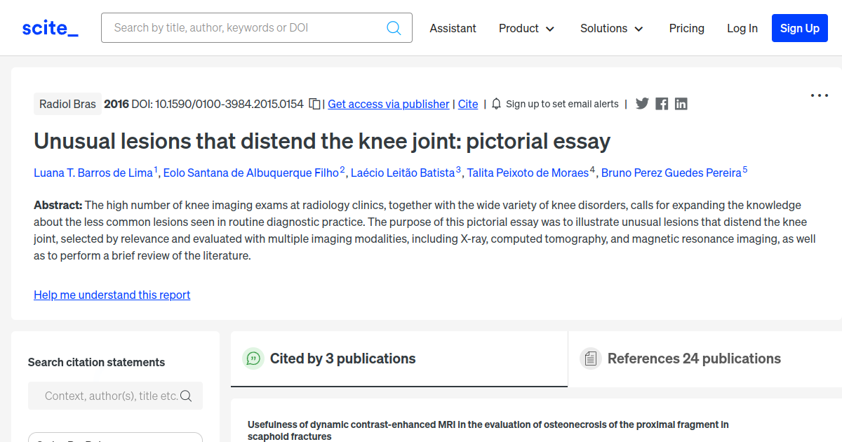 Unusual lesions that distend the knee joint pictorial essay scite