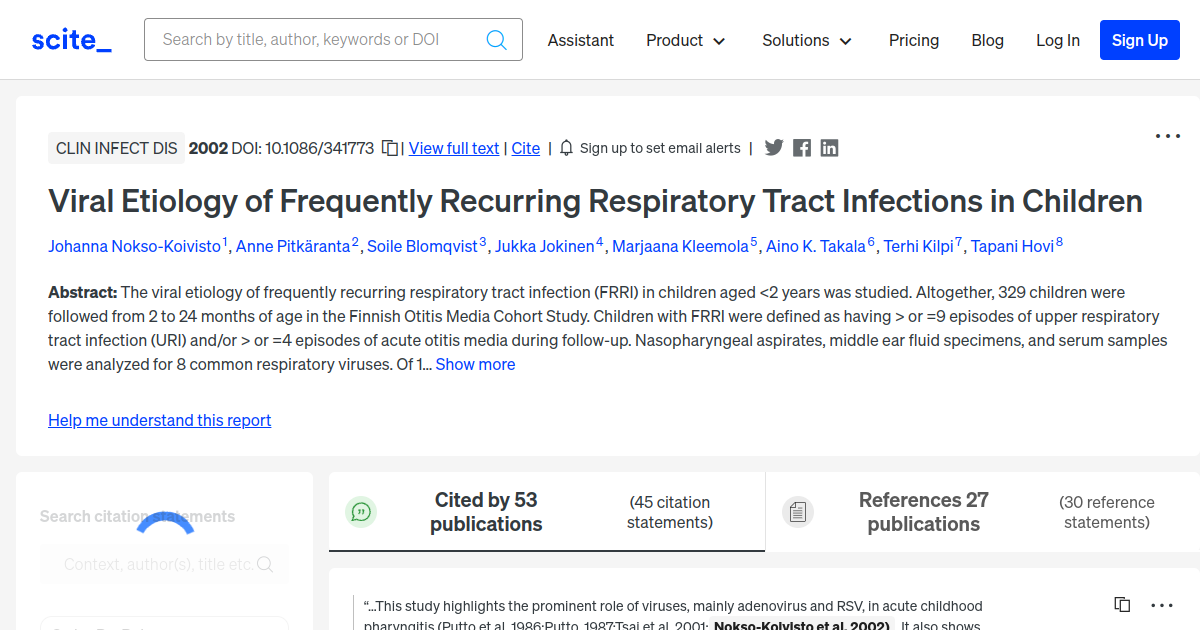 Viral Etiology of Frequently Recurring Respiratory Tract Infections in ...