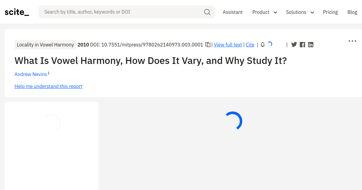 What Is Vowel Harmony, How Does It Vary, and Why Study It? - [scite report]