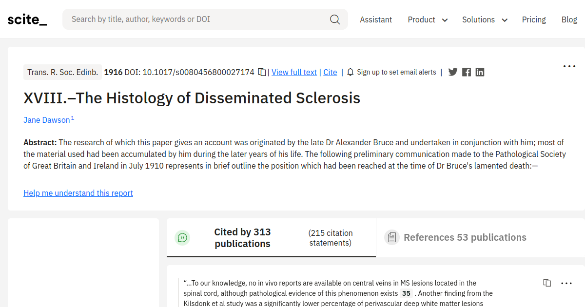 XVIII.–The Histology of Disseminated Sclerosis - [scite report]