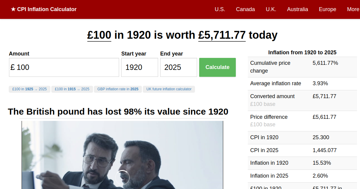 1920 pounds today | UK Inflation Calculator