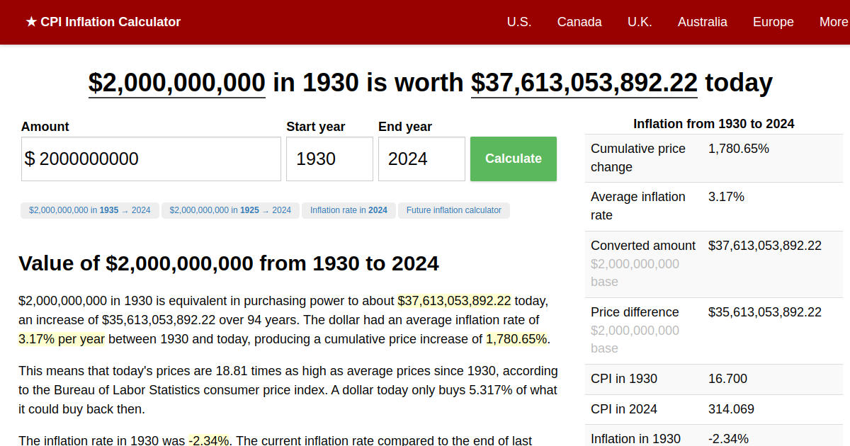 2,000,000,000 in 1930 → 2024 Inflation Calculator