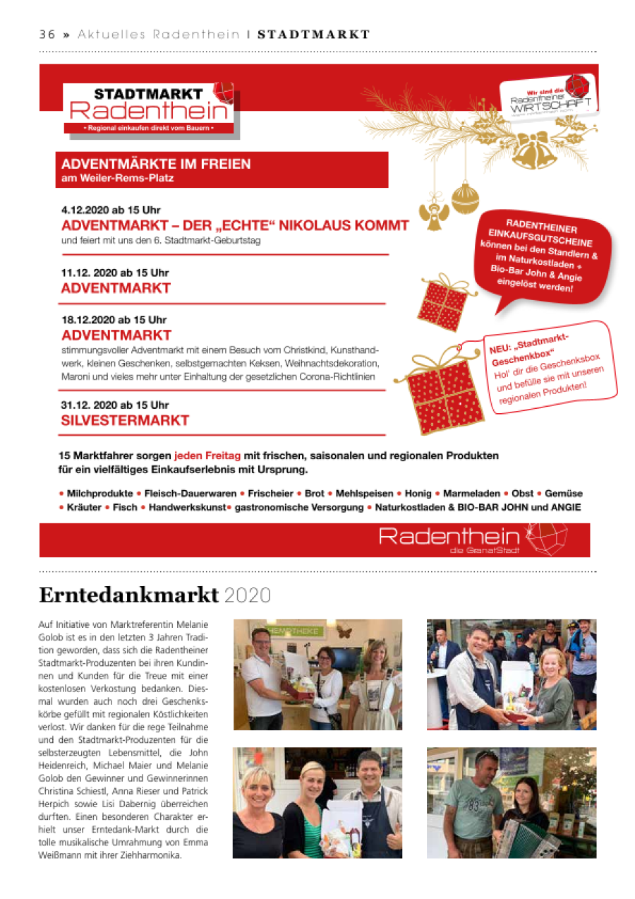 Vorschau des Artikels: Adventmärkte und Erntedank am Stadtmarkt