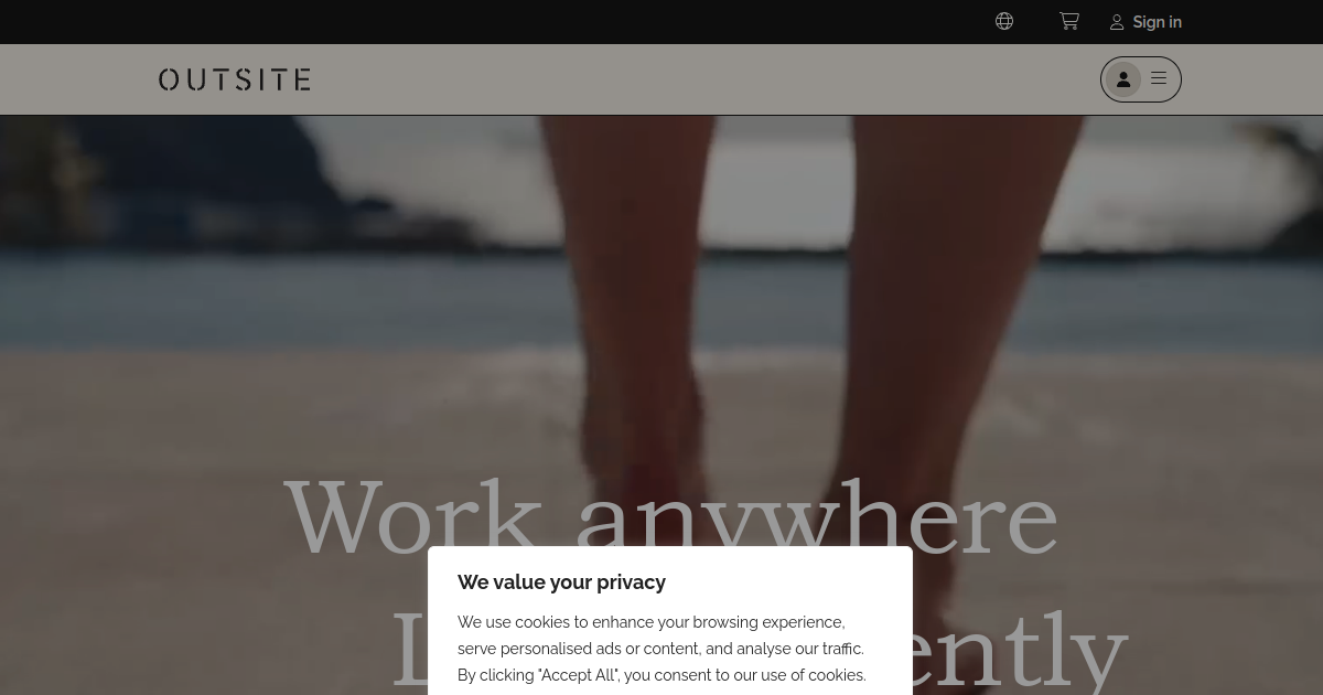 Outsite website homepage