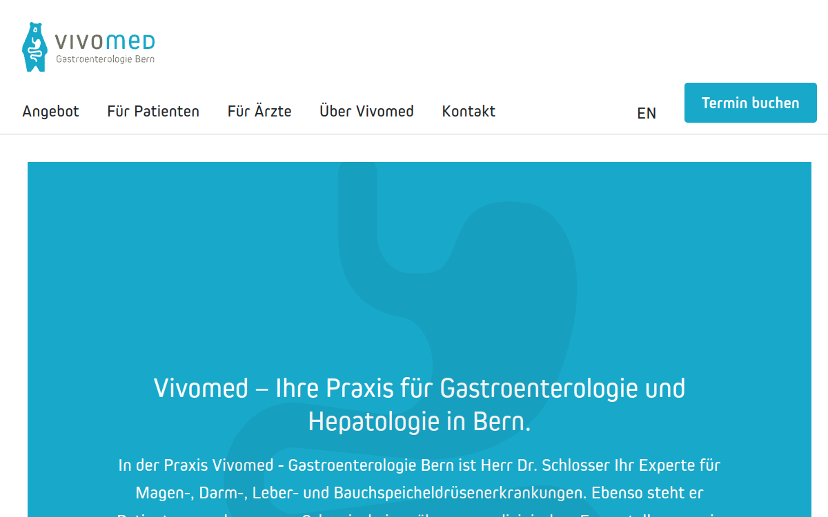 Aktueller Screenshot der Website von Vivomed