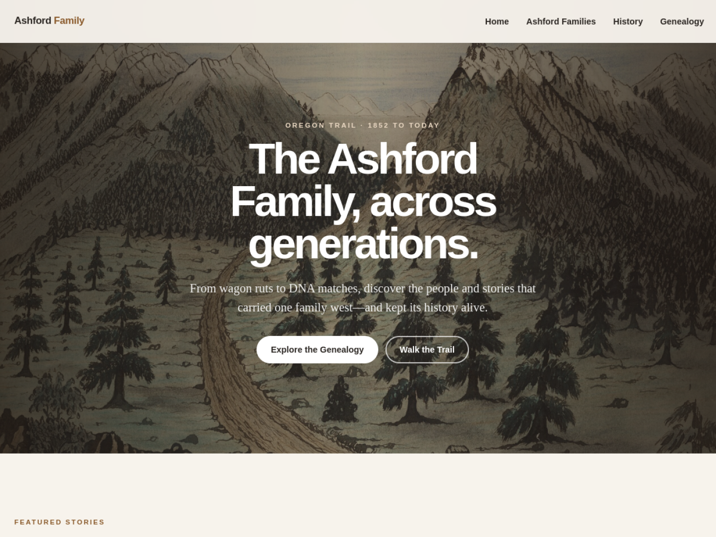 Ashford Family homepage screenshot