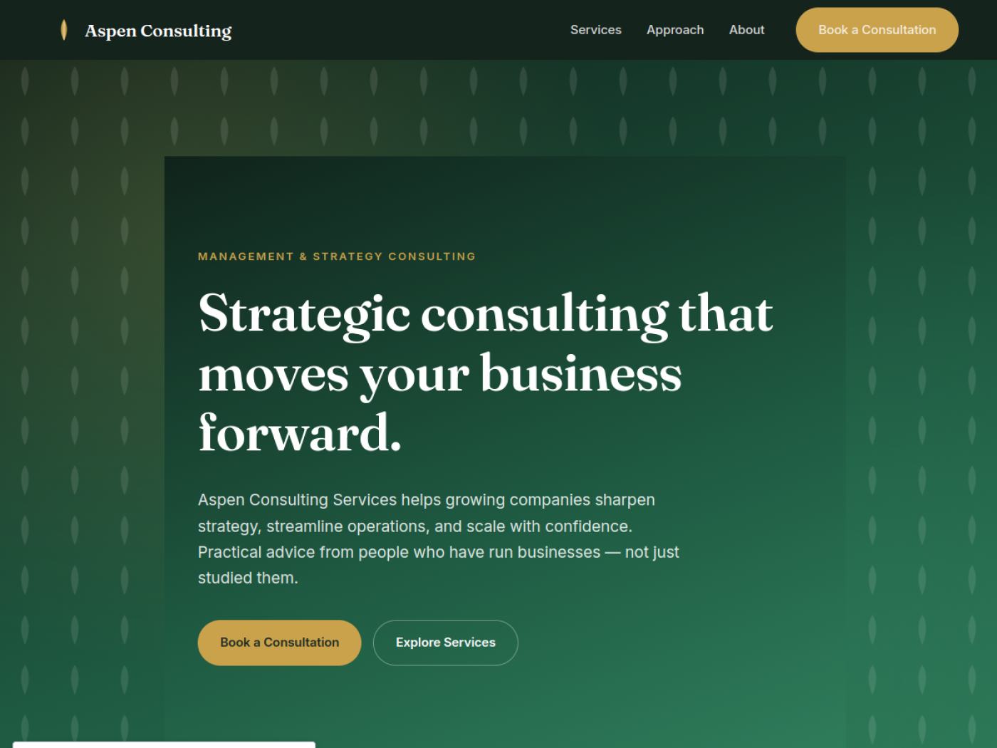 Aspen Consulting Services homepage screenshot