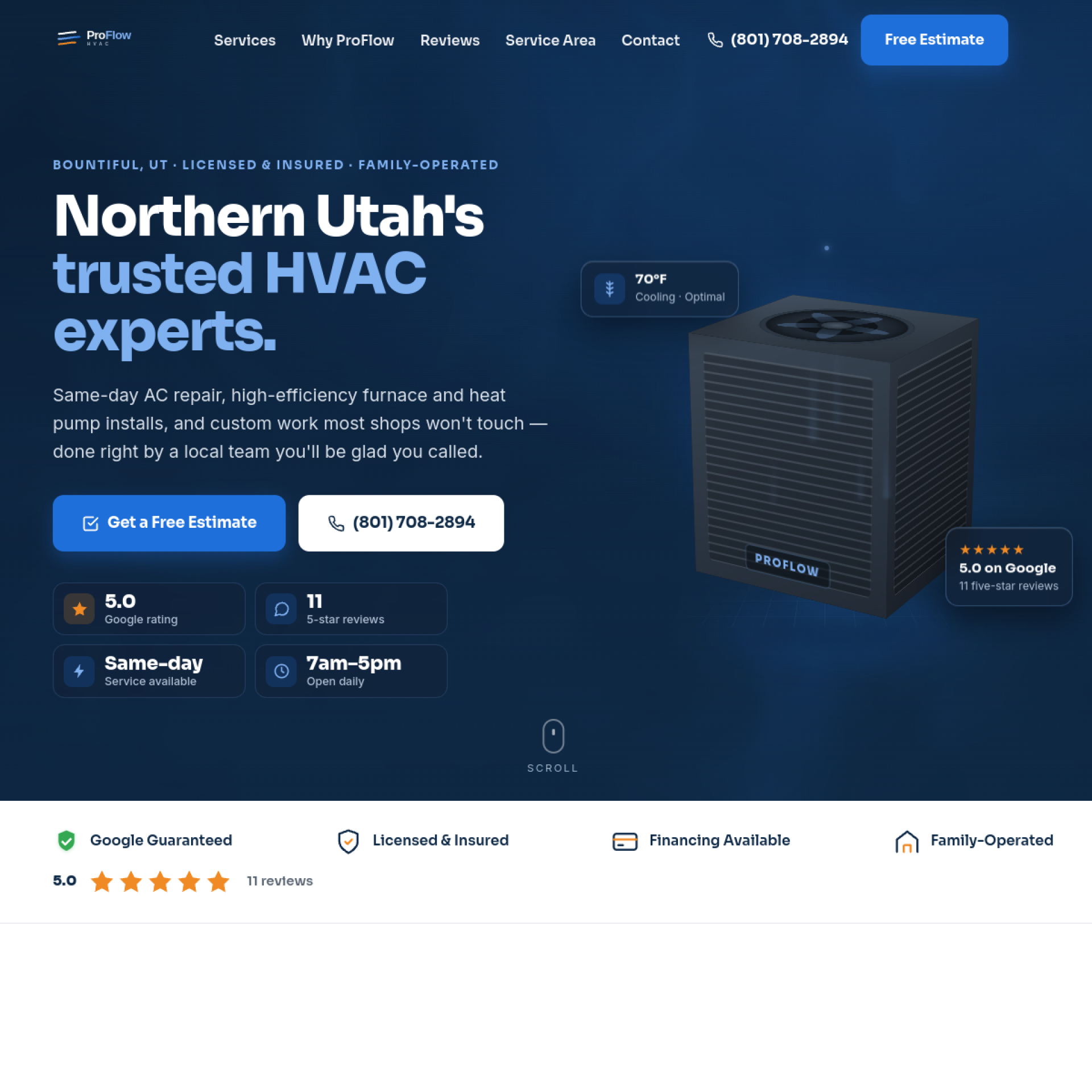 ProFlow HVAC website