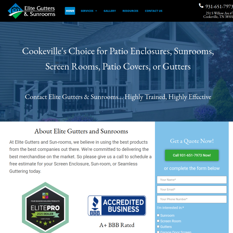 Elite Gutters and Sunrooms LLC