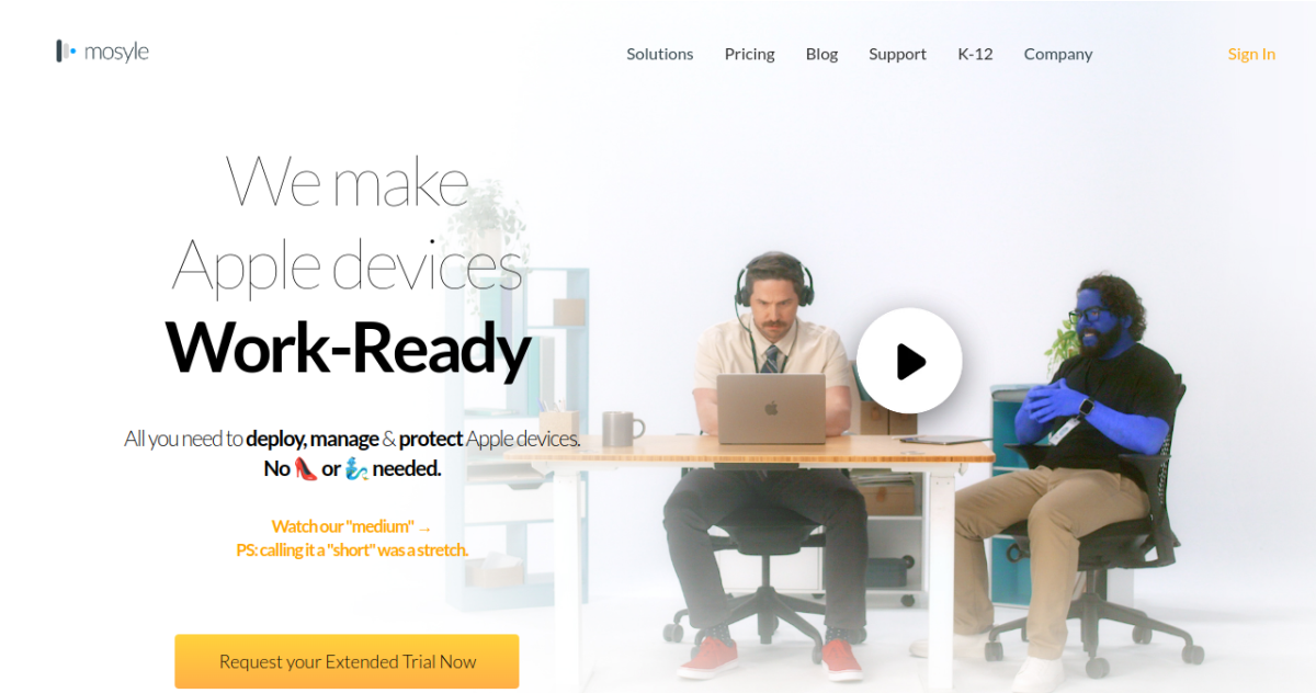 Mosyle homepage screenshot