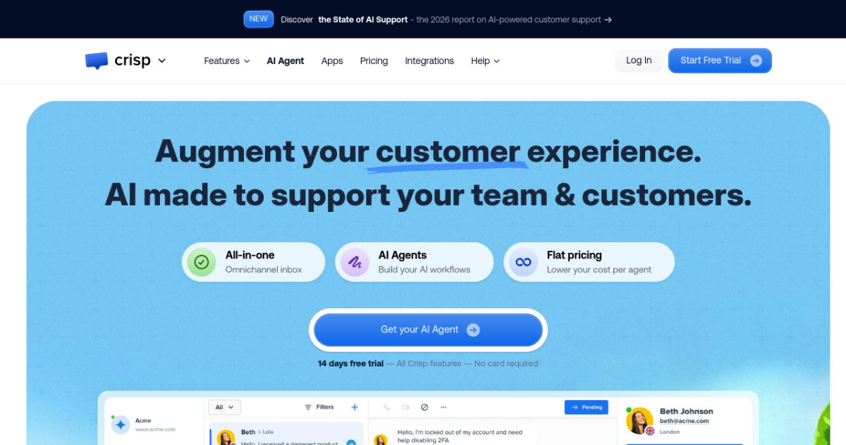 Crisp homepage screenshot