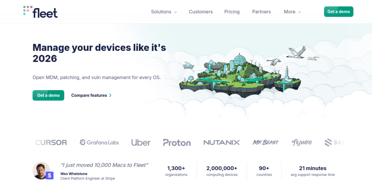 Fleet Device Management homepage screenshot