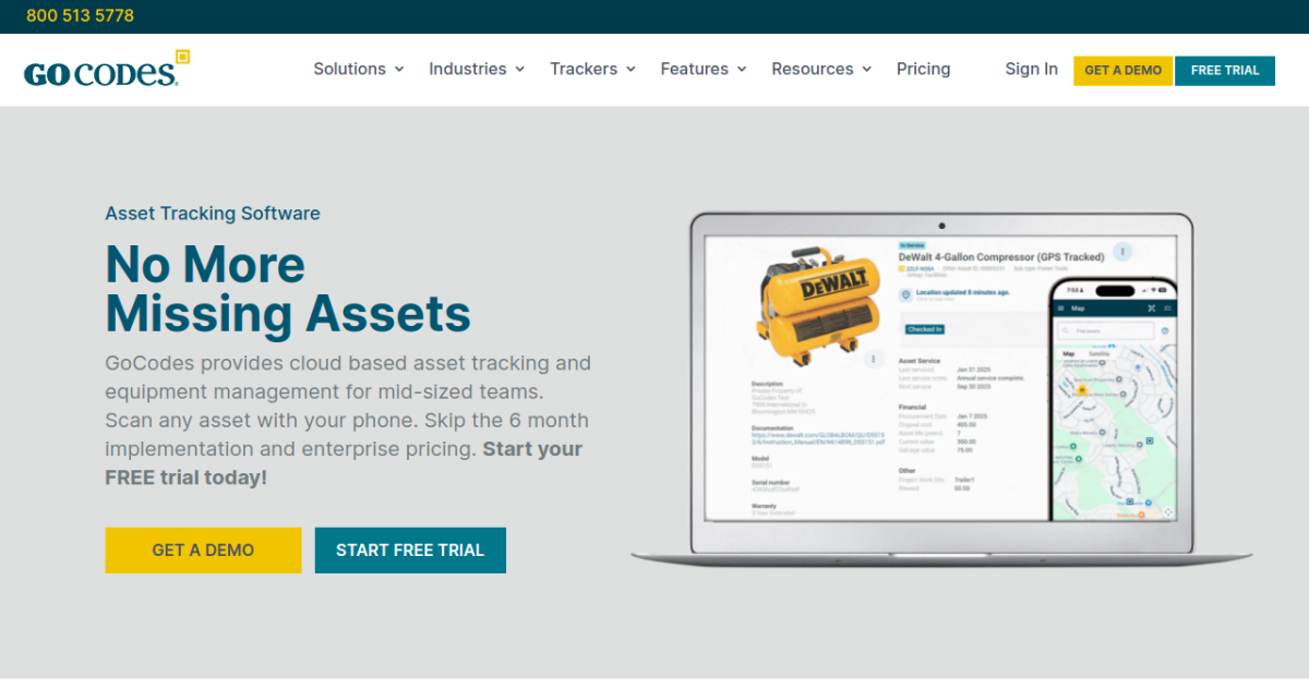 GoCodes homepage screenshot