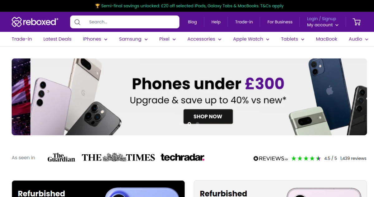 Reboxed homepage screenshot