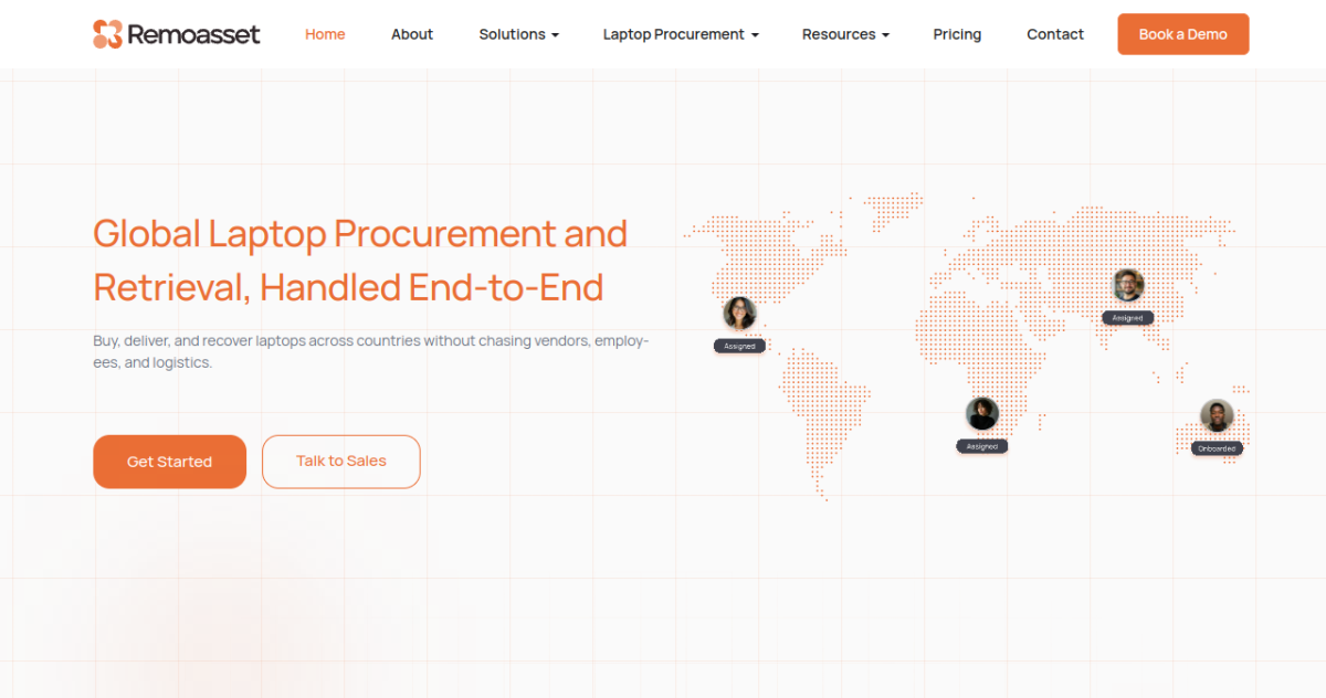 RemoAsset homepage screenshot