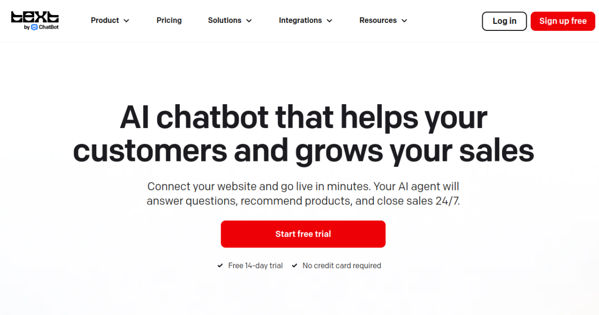 Chatbot.com homepage screenshot