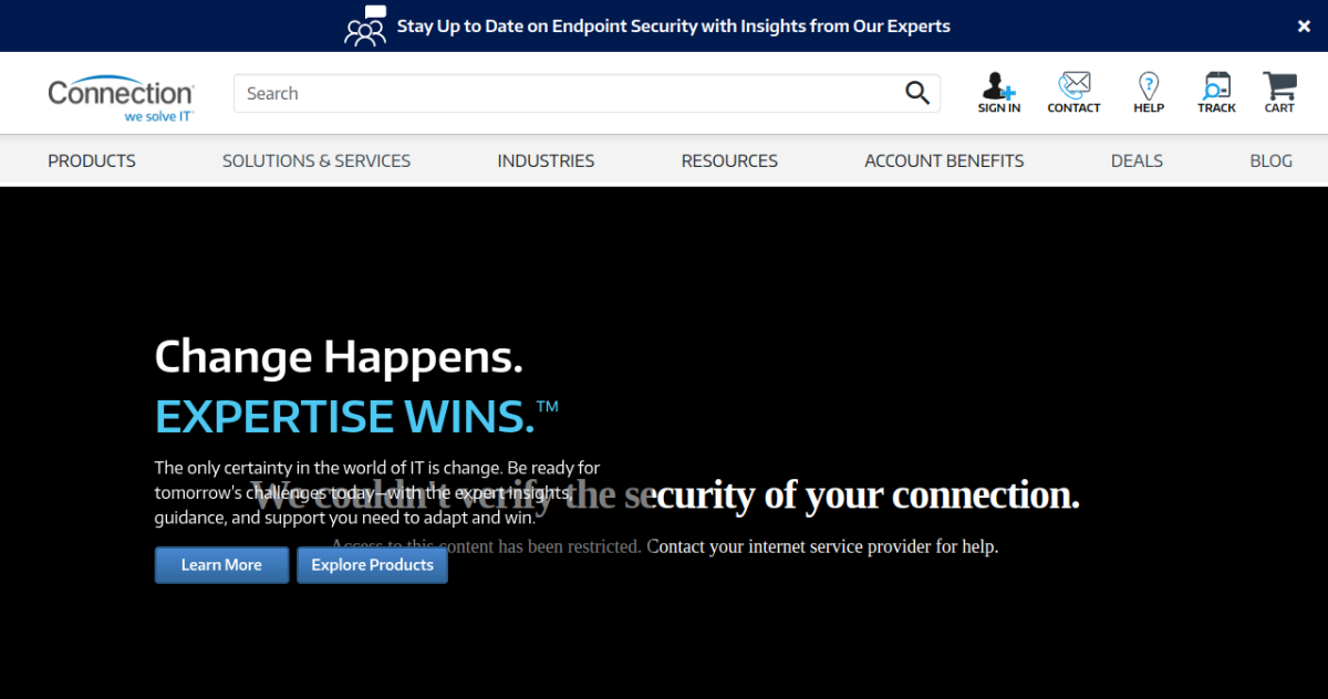 Connection homepage screenshot