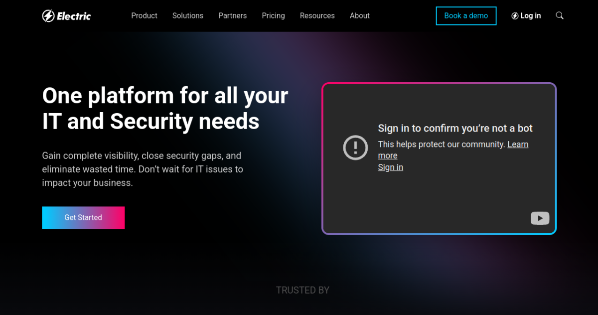 Electric homepage screenshot