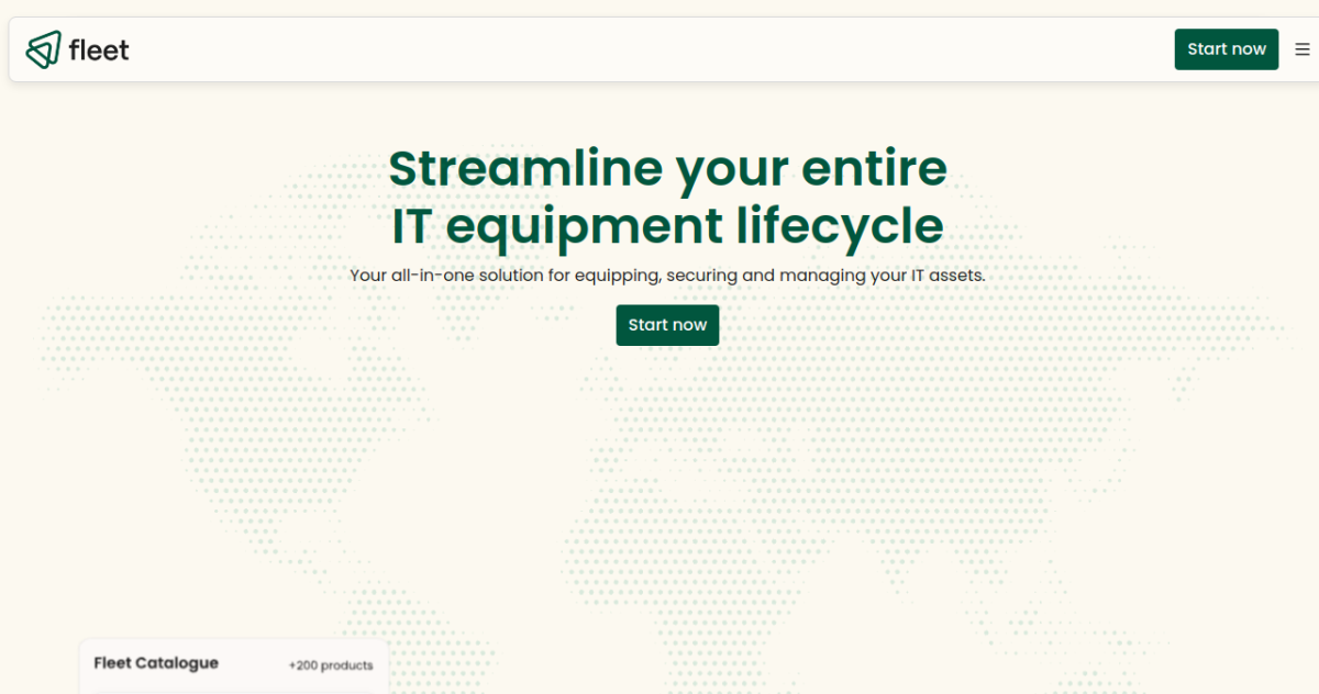 Fleet homepage screenshot