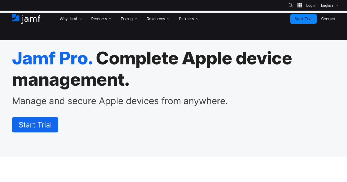 Jamf Pro homepage screenshot