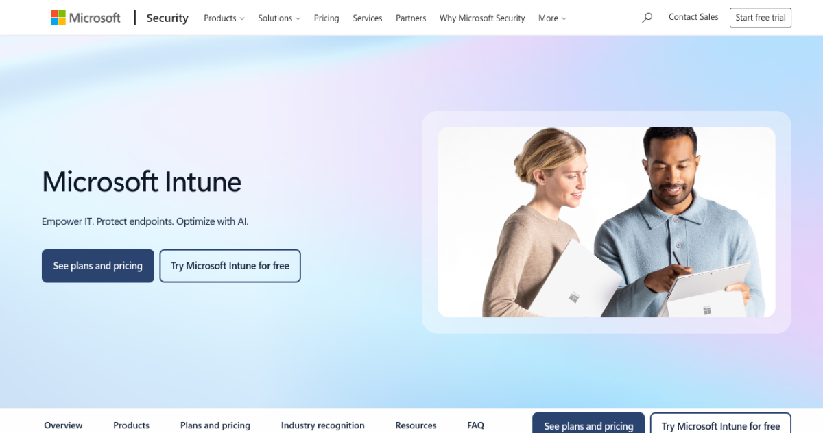 Microsoft Intune homepage screenshot