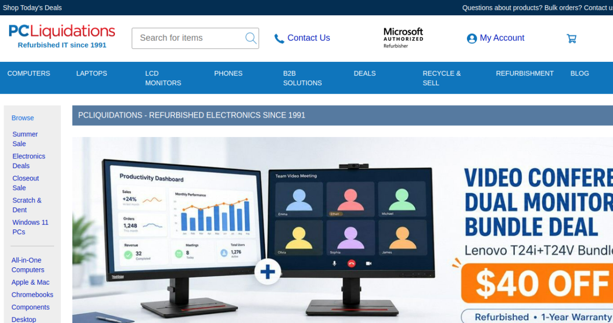 PCLiquidations homepage screenshot