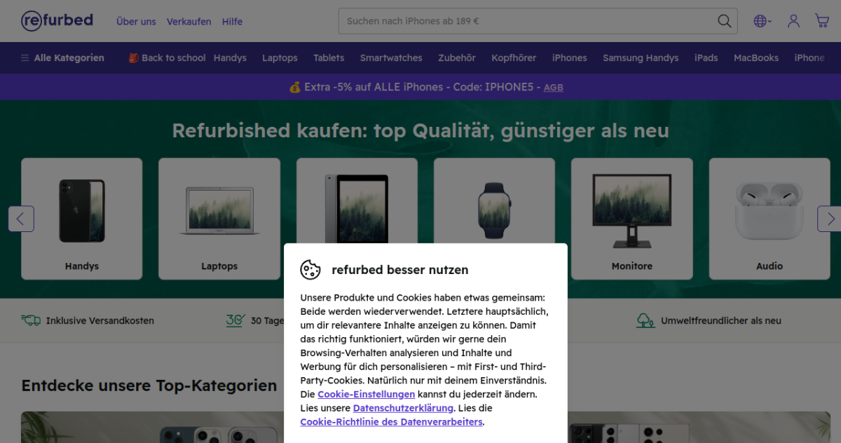 Refurbed Business homepage screenshot