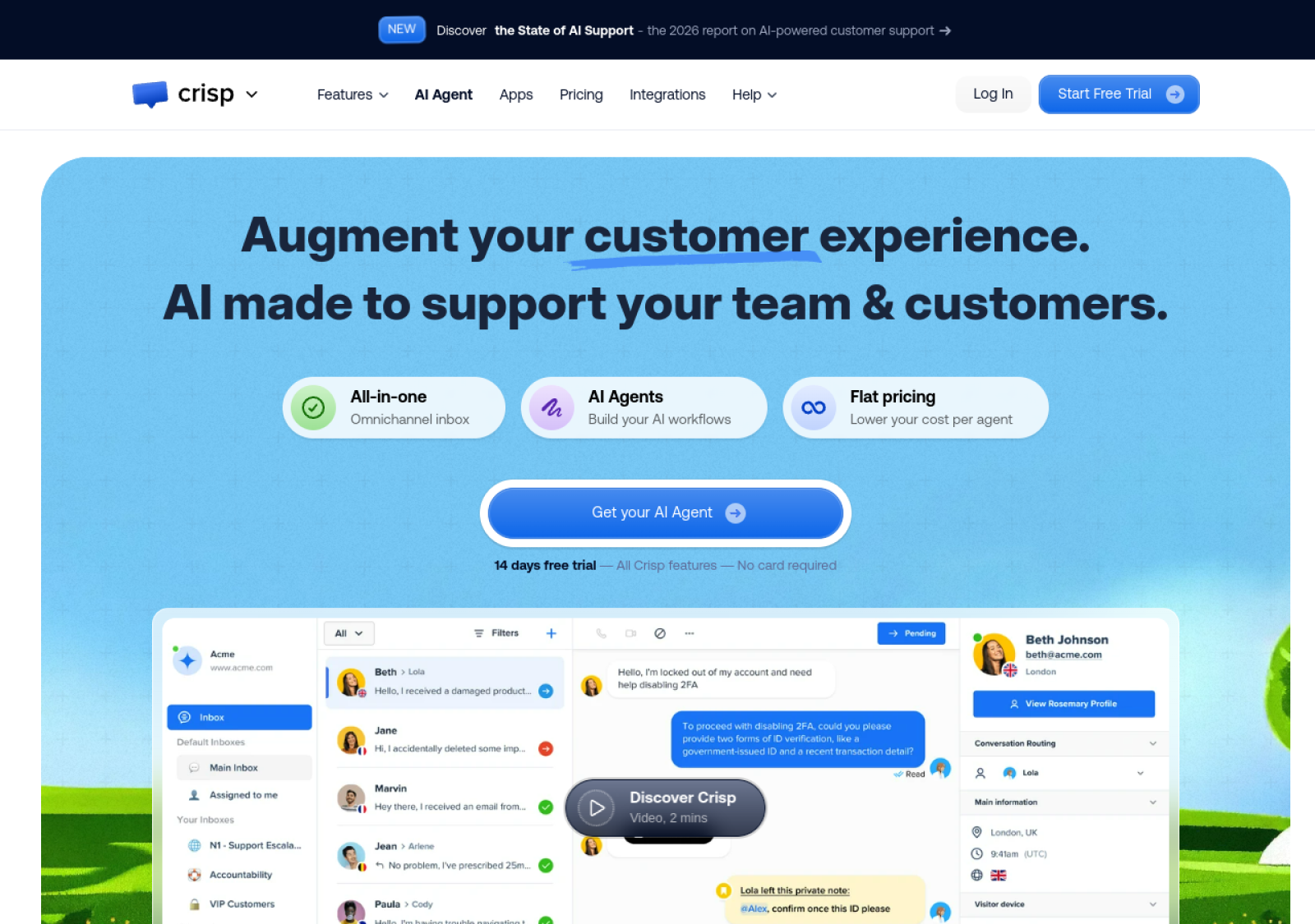 Crisp homepage screenshot