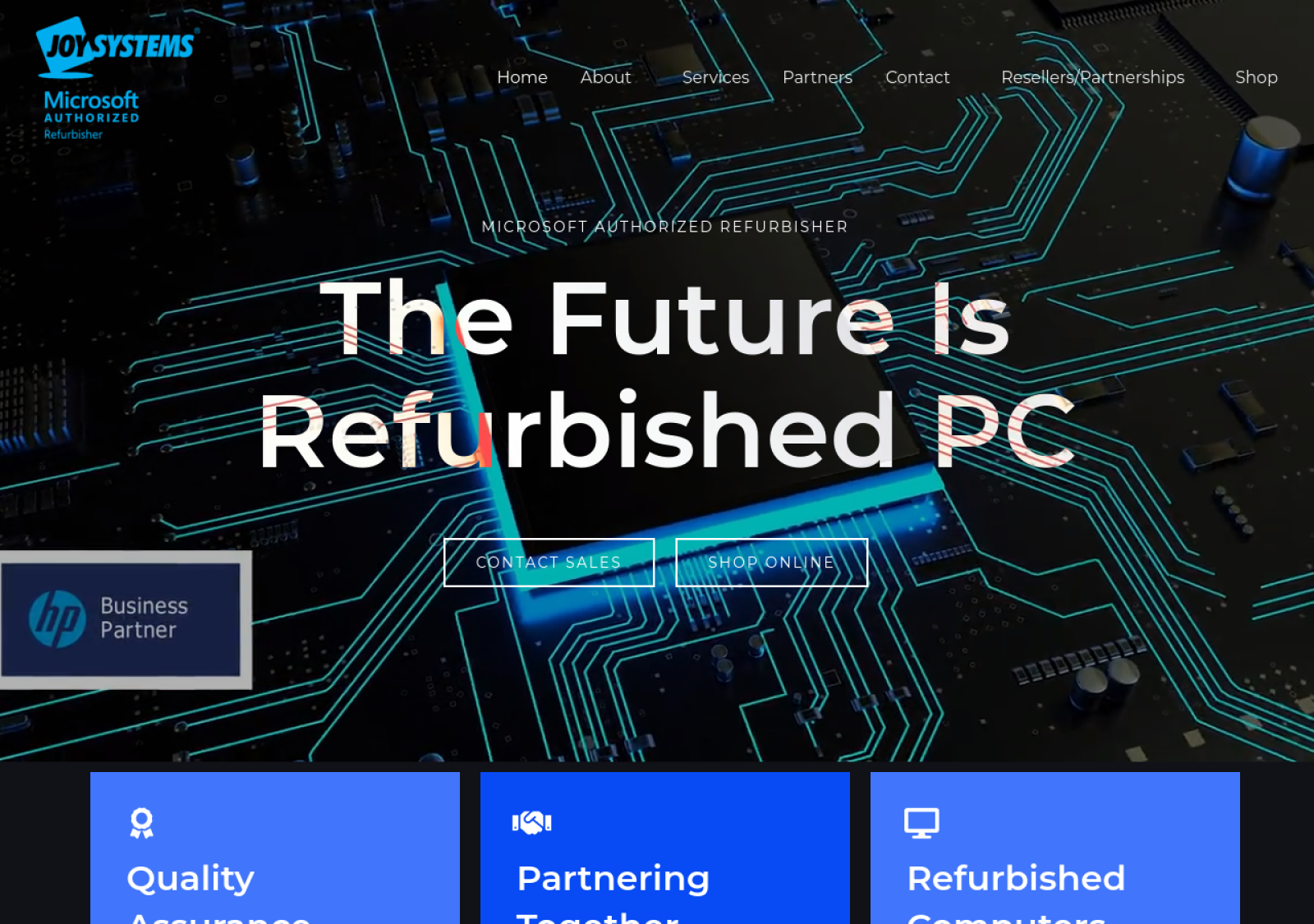 Joy Systems homepage screenshot