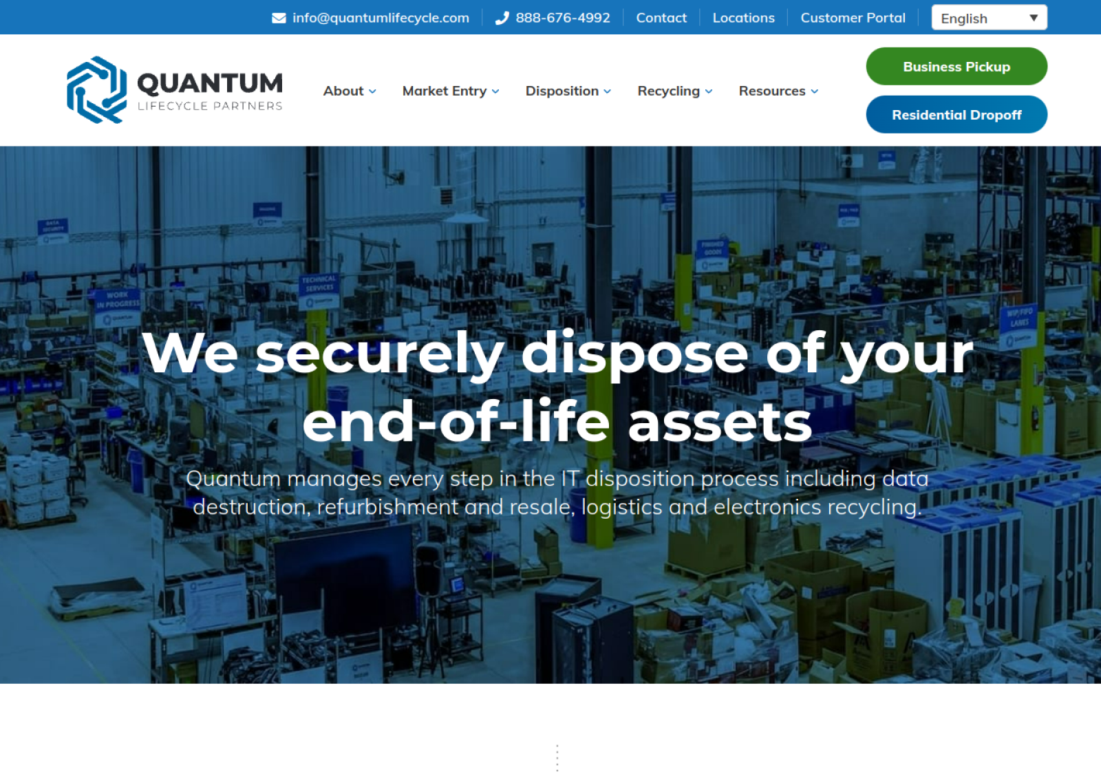 Quantum Lifecycle Partners homepage screenshot