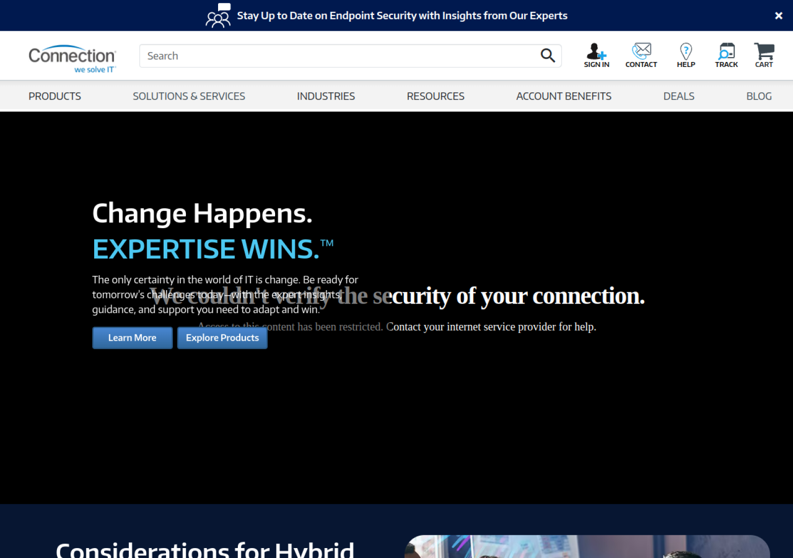 Connection homepage screenshot
