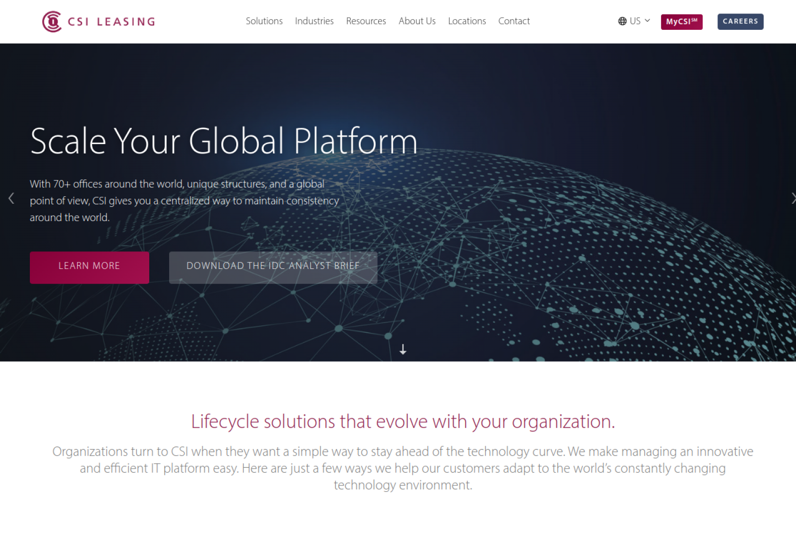 CSI Leasing homepage screenshot