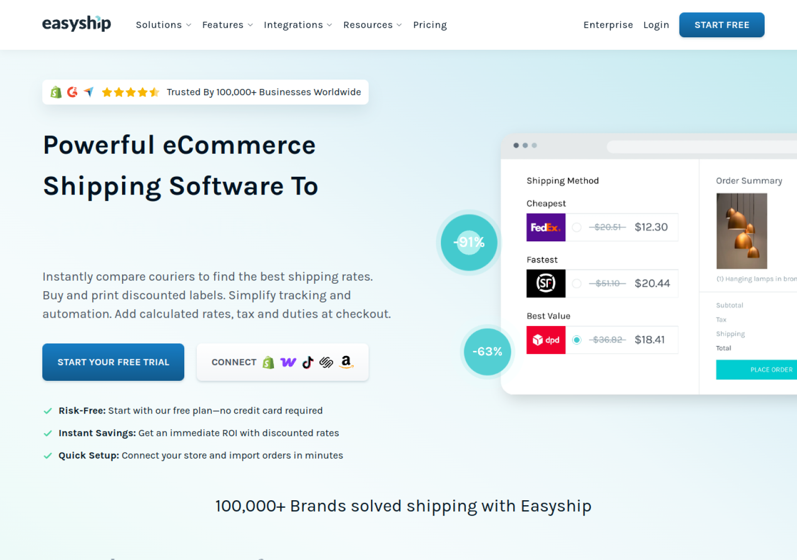 Easyship homepage screenshot