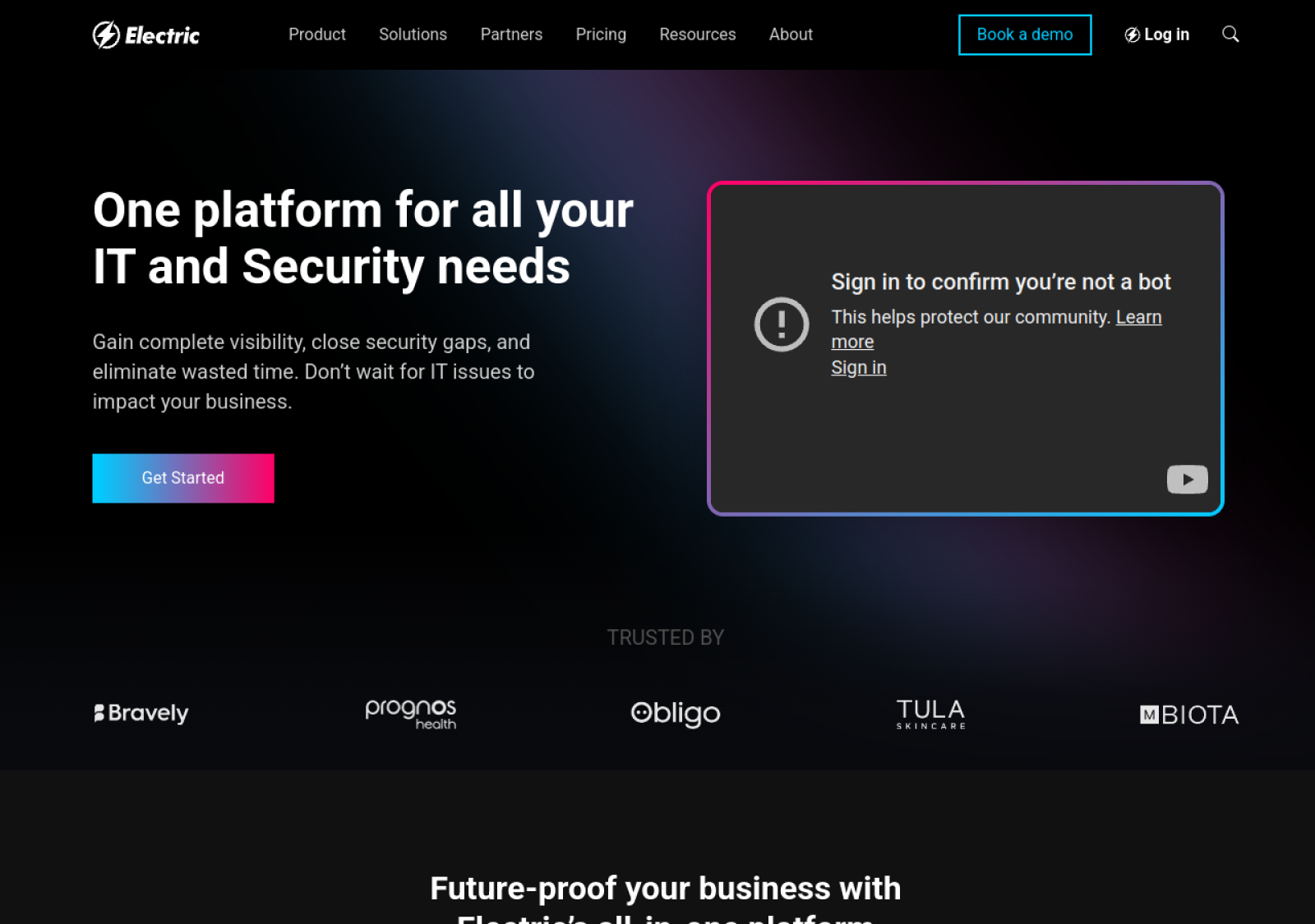 Electric homepage screenshot