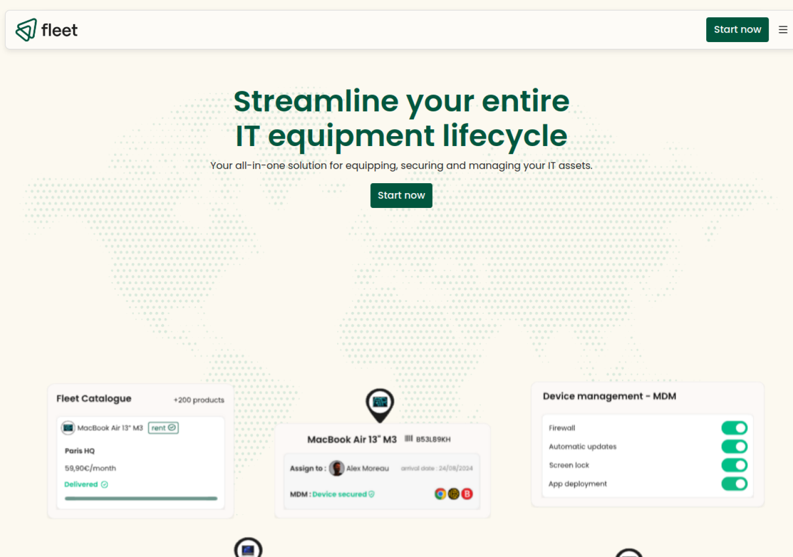 Fleet homepage screenshot