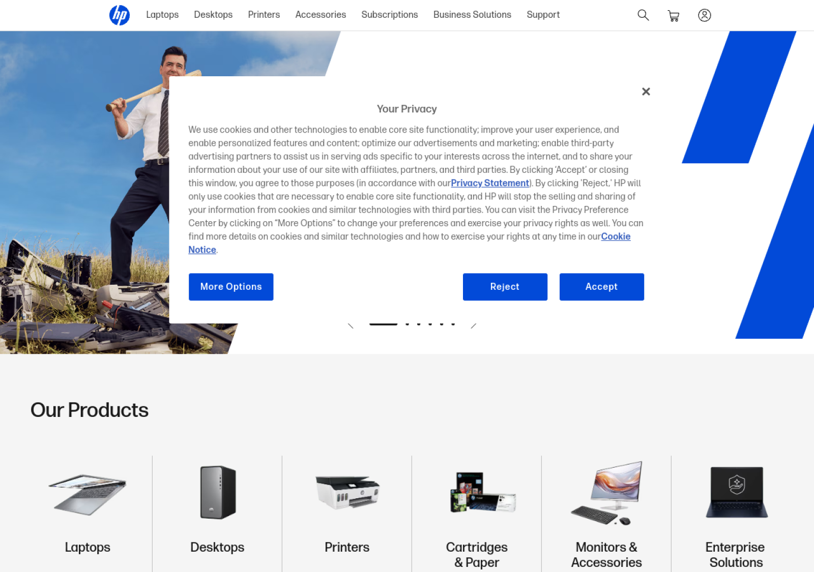 HP Managed Device Services homepage screenshot
