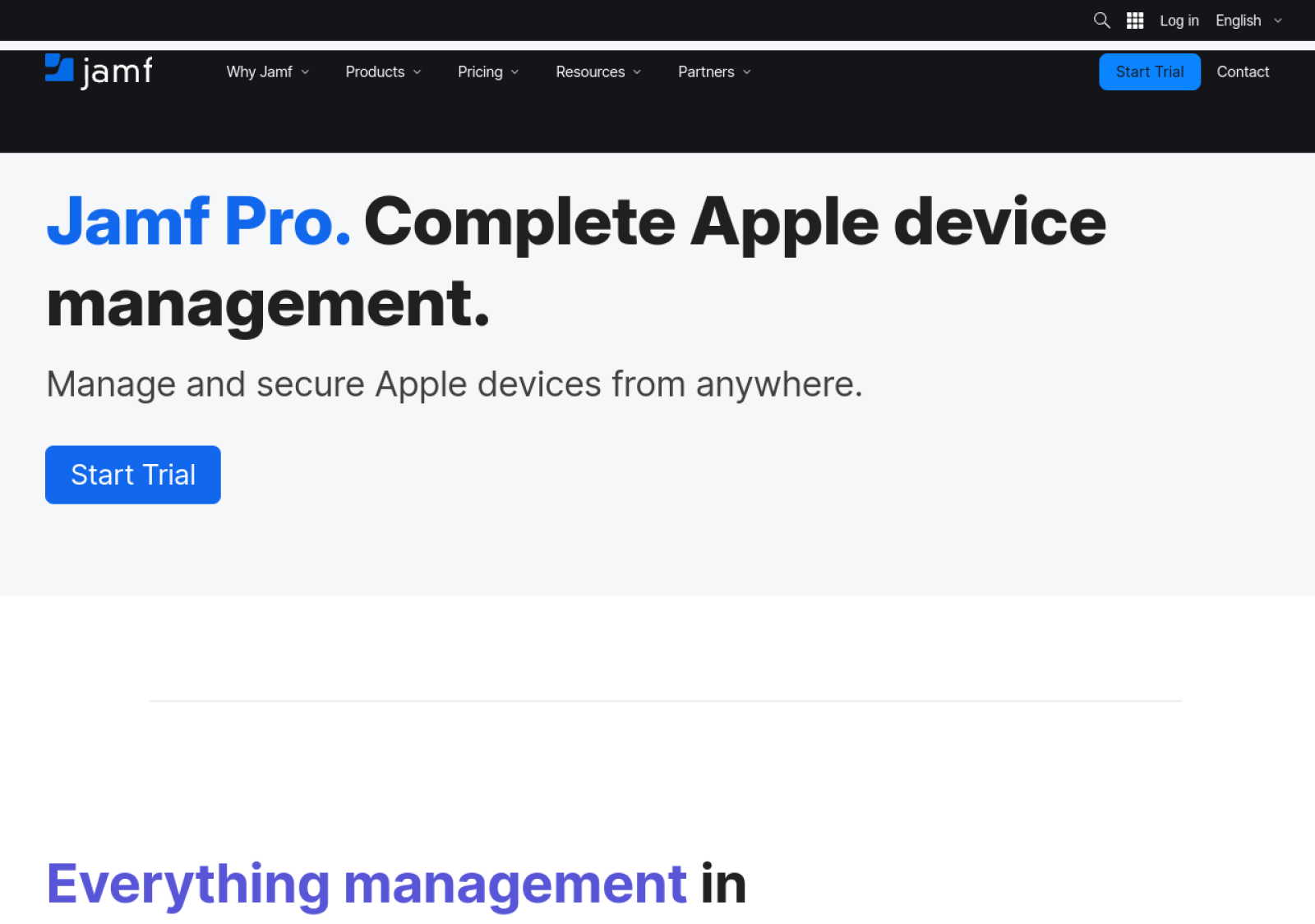 Jamf Pro homepage screenshot