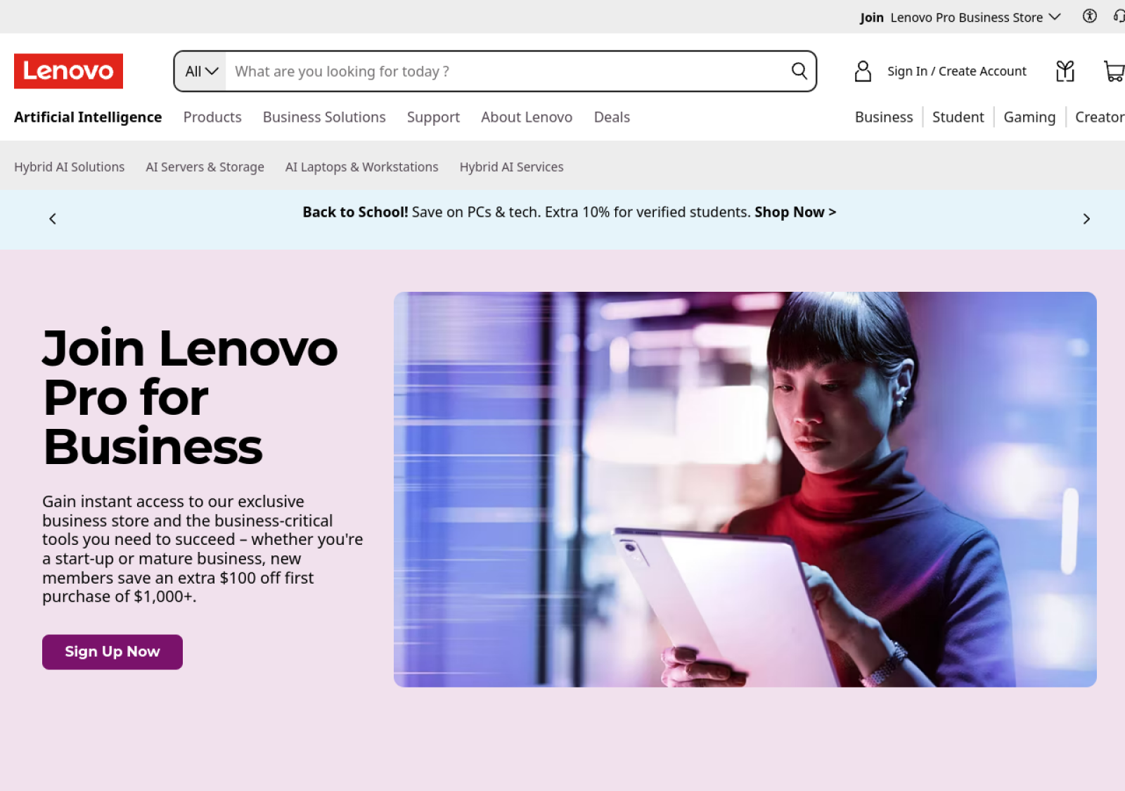 Lenovo TruScale DaaS homepage screenshot