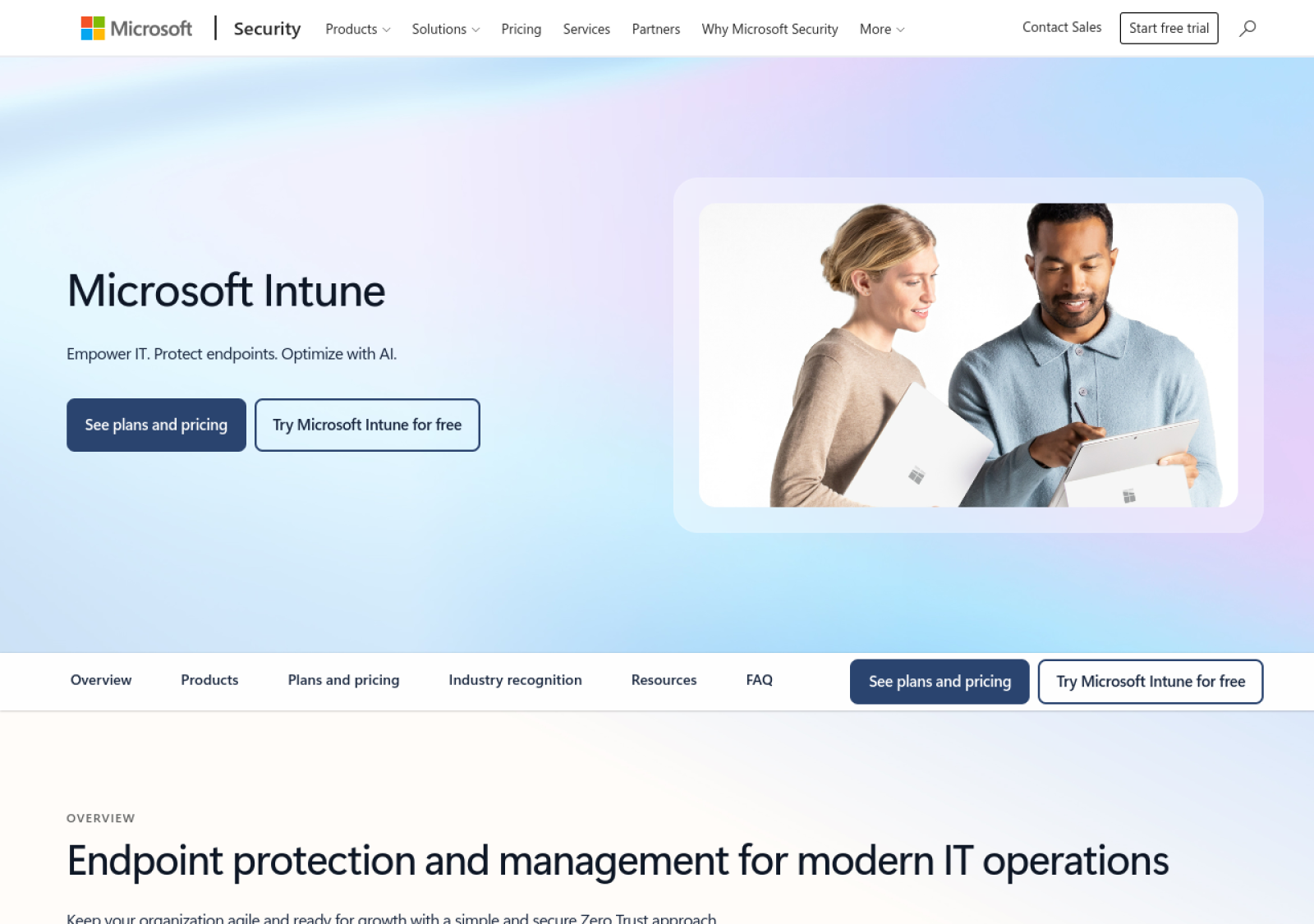 Microsoft Intune homepage screenshot