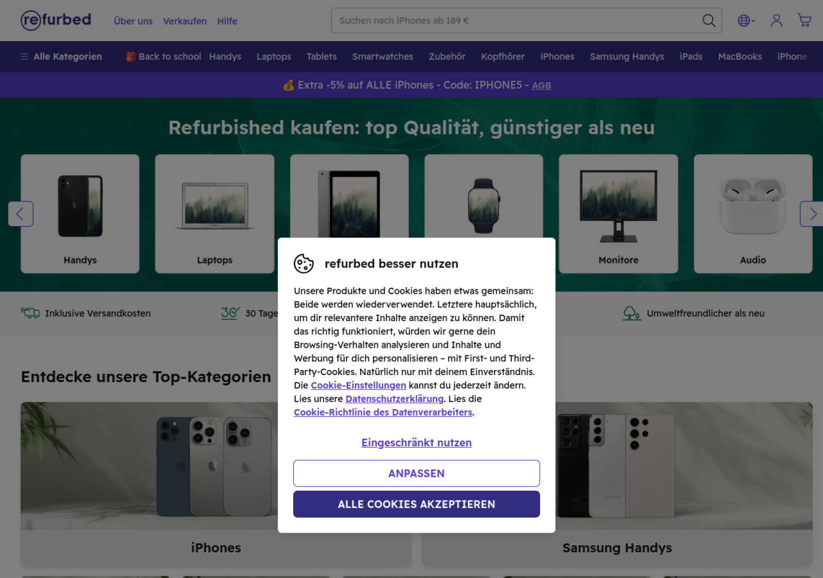 Refurbed Business homepage screenshot