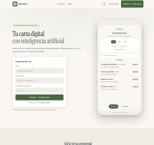 Captura de Oliva Menu