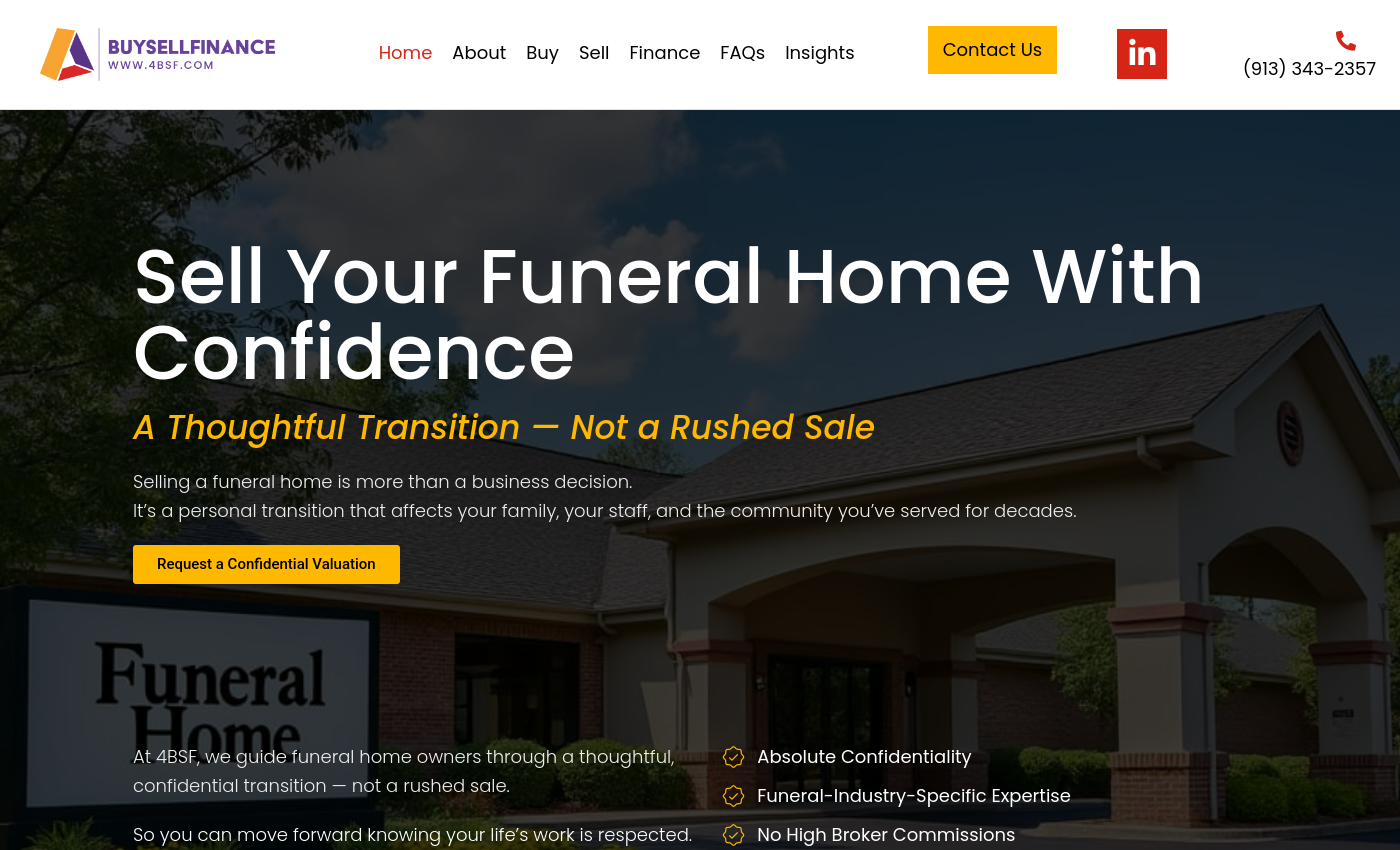 4BSF — Website Development Case Study live website screenshot