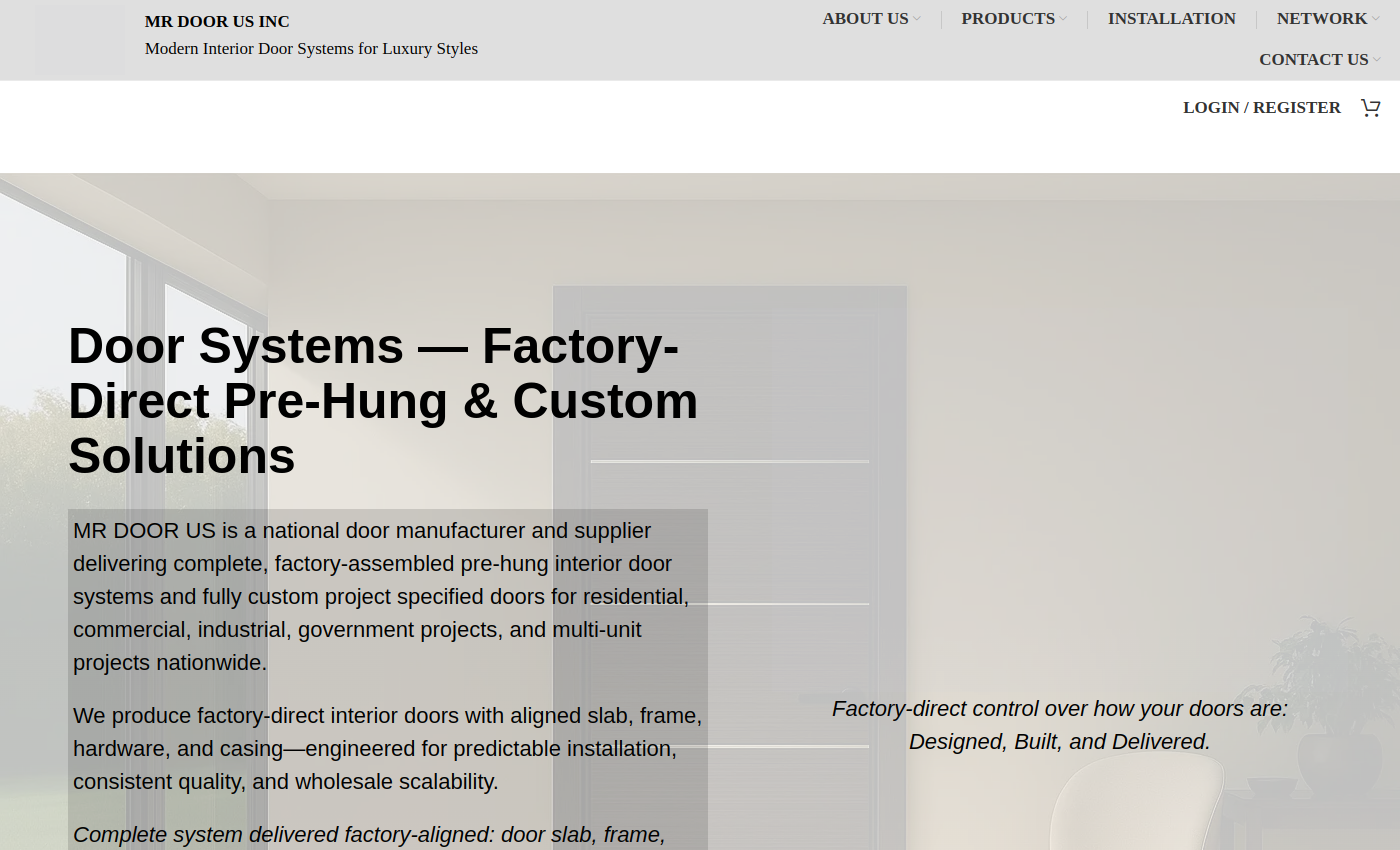 MR DOOR US — Website Development Case Study live website screenshot