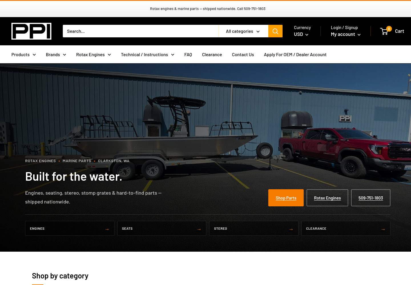 PPI Marine Shopify homepage